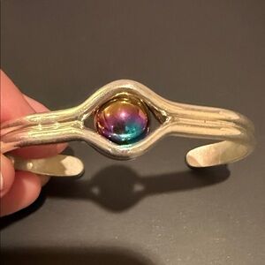 Silver Bracelet with Multicolor Stone